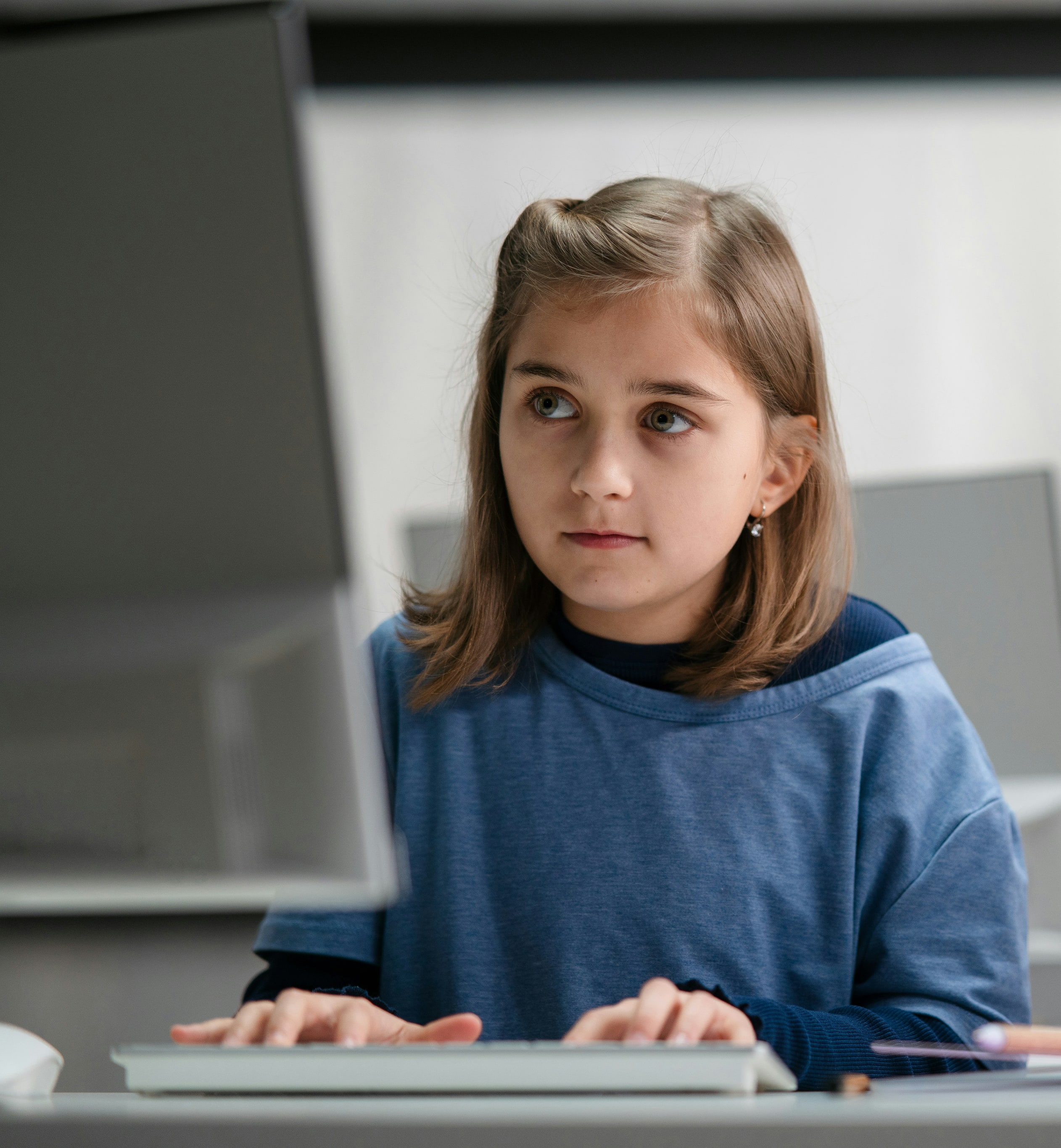 Young girl at a computer
