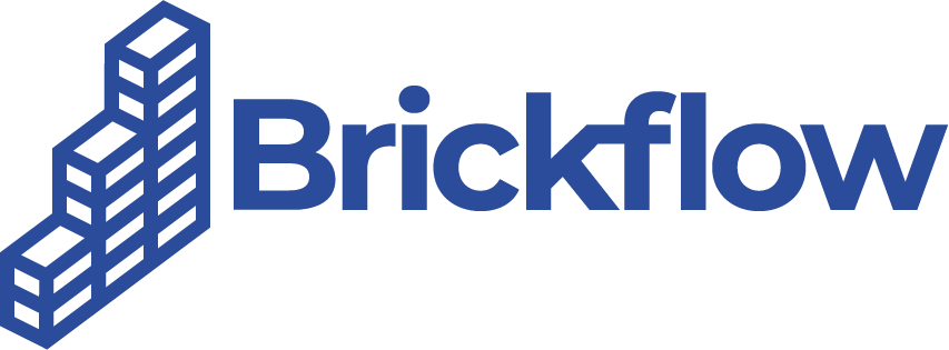 Brickflow logo featuring stylized stacked bricks icon and the word 'Brickflow' in blue text.